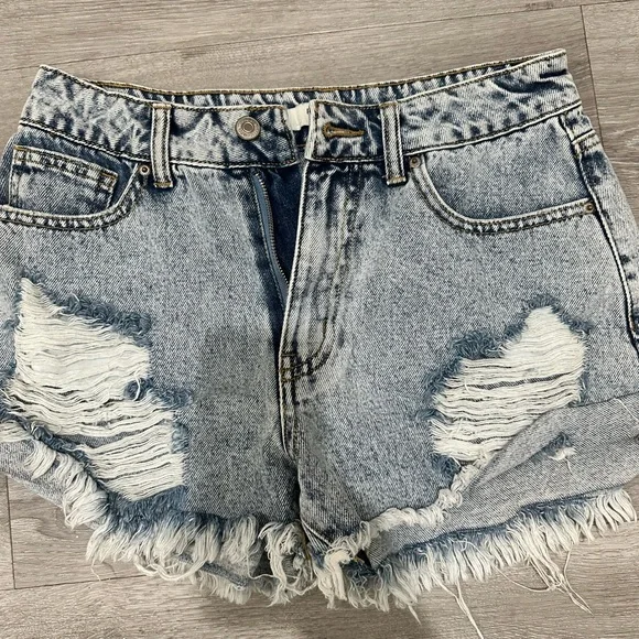 Forever 21 Light Blue Distressed Jean Shorts - Picture 2 of 5
